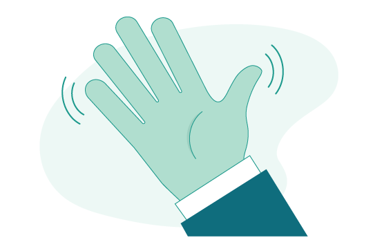 come say hello green hand illustration