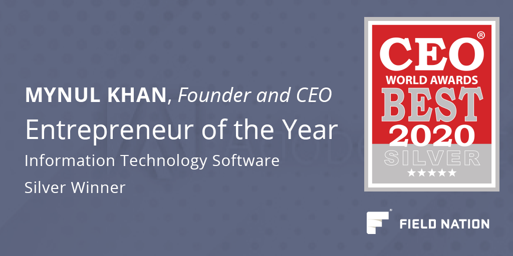 Mynul Khan, CEO of Field Nation, wins Entrepreneur of the Year Award, Silver